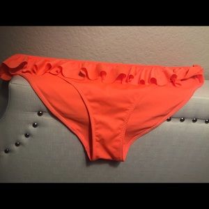 Neon orange frilled bikini bottom